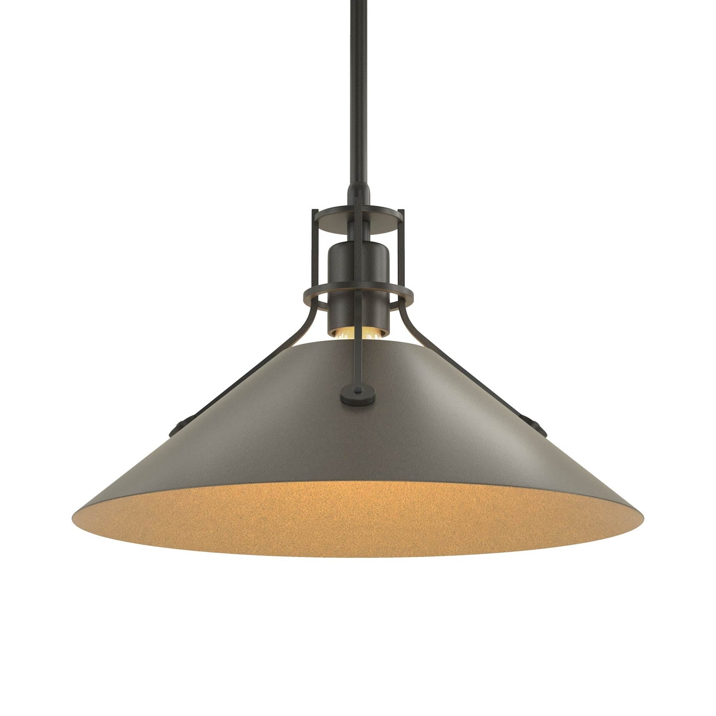 Henry Steel Shade Pendant Light in Black/Dark Smoke.