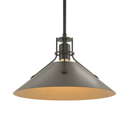 Henry Steel Shade Pendant Light in Black/Dark Smoke.