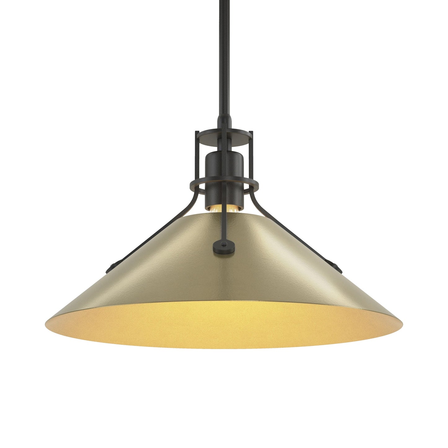 Henry Steel Shade Pendant Light in Black/Modern Brass.