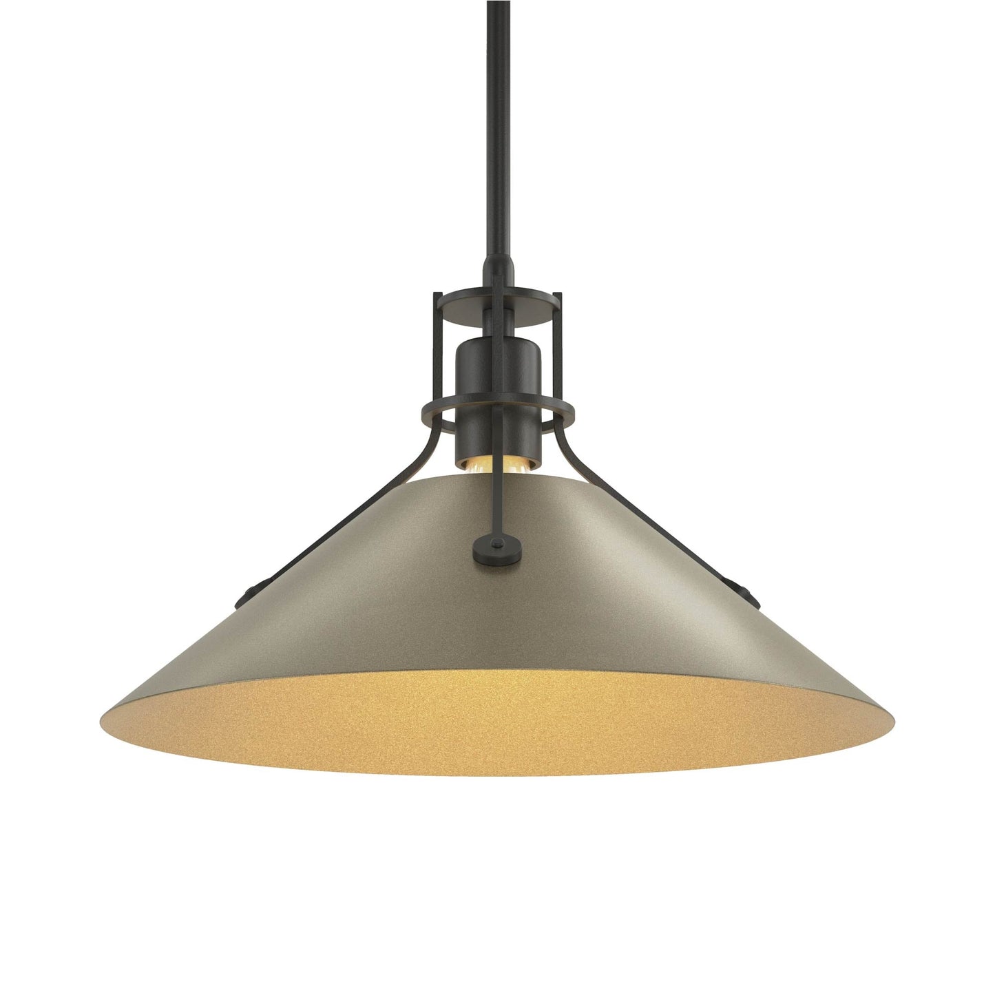 Henry Steel Shade Pendant Light in Black/Soft Gold.