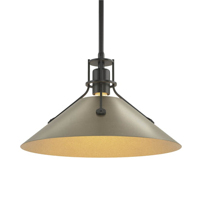 Henry Steel Shade Pendant Light in Black/Soft Gold.