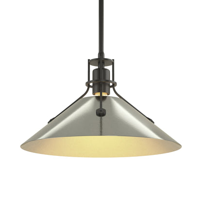 Henry Steel Shade Pendant Light in Black/Sterling.