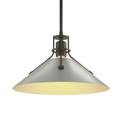 Henry Steel Shade Pendant Light in Black/Vintage Platinum.