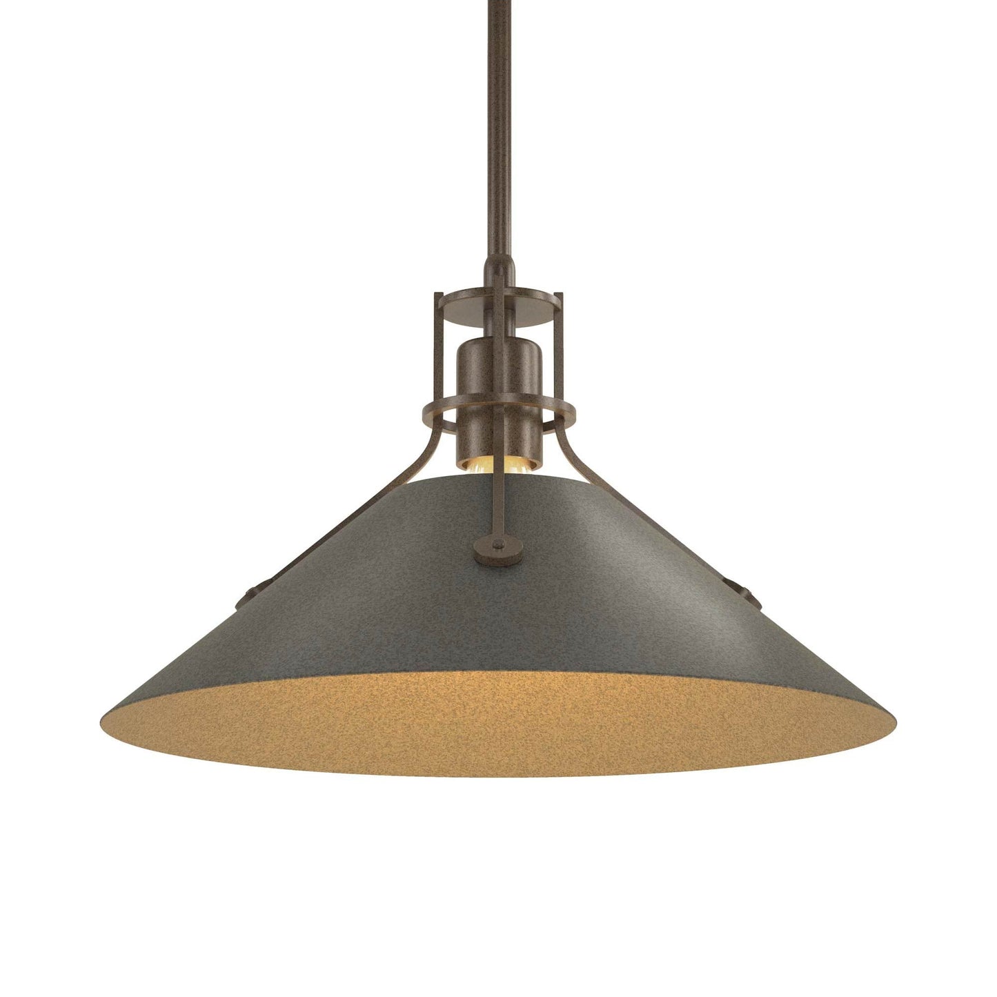 Henry Steel Shade Pendant Light in Bronze/Natural Iron.