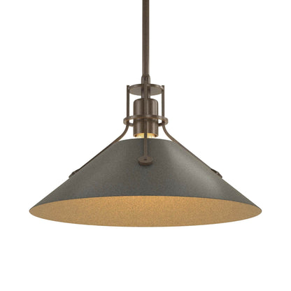 Henry Steel Shade Pendant Light in Bronze/Natural Iron.