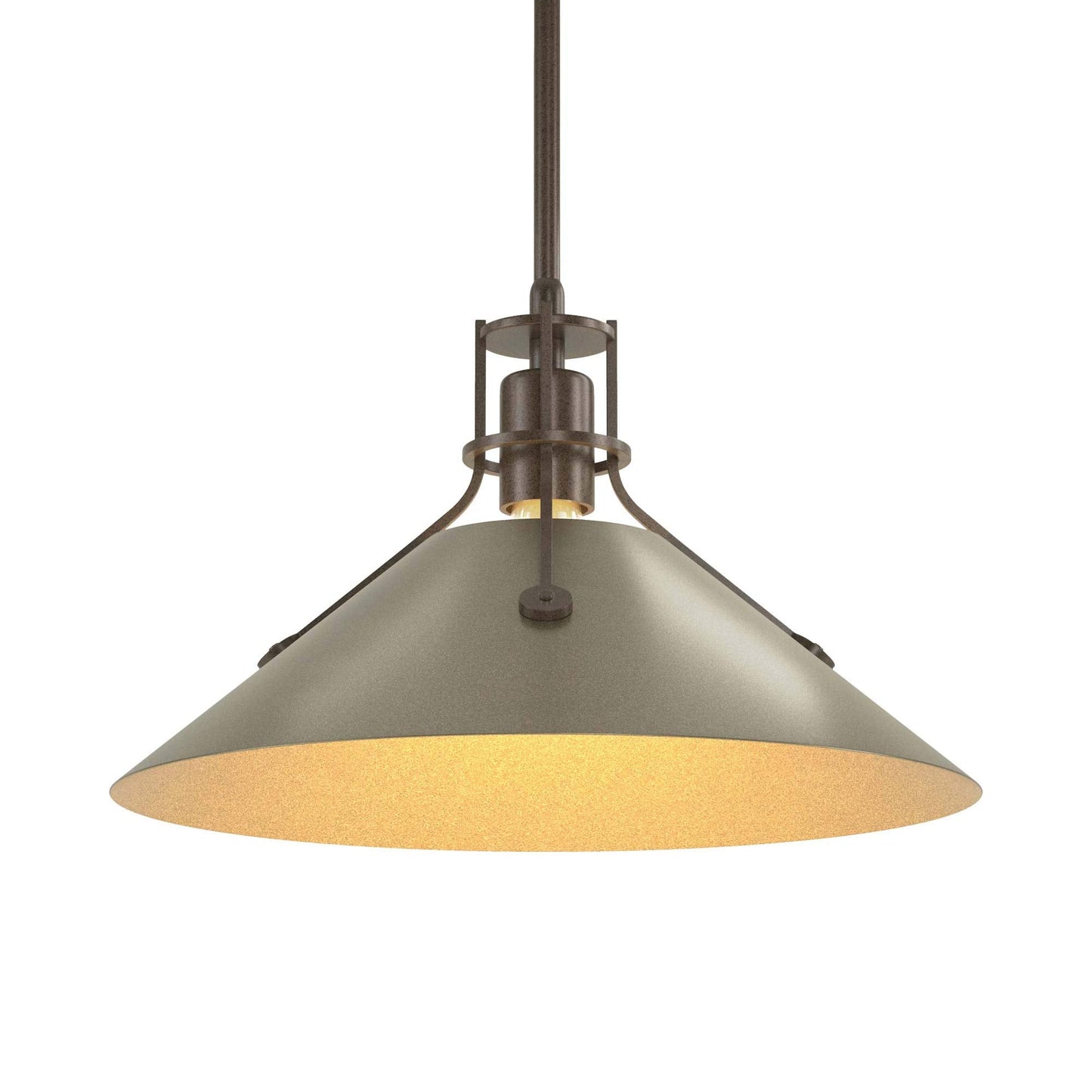 Henry Steel Shade Pendant Light in Bronze/Soft Gold.