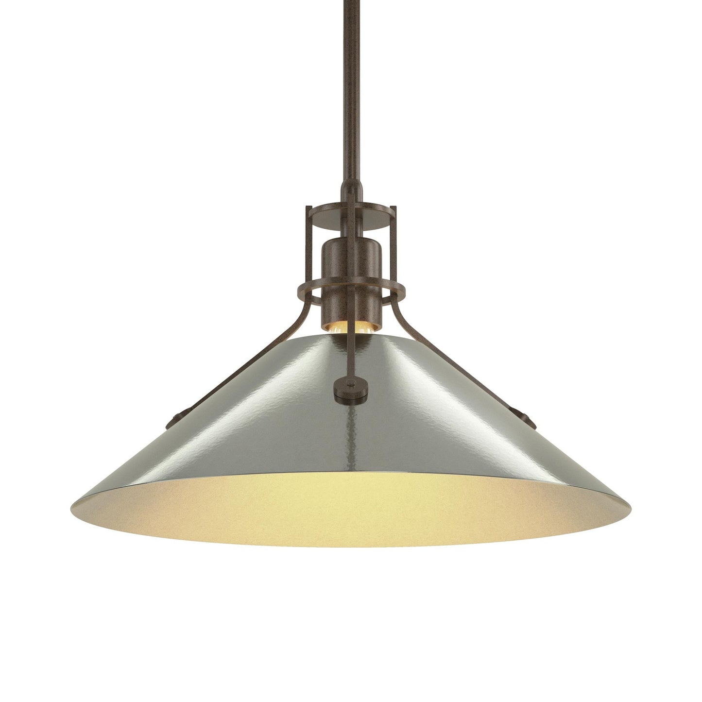 Henry Steel Shade Pendant Light in Bronze/Sterling.