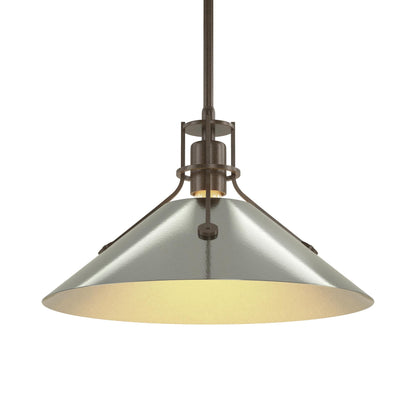Henry Steel Shade Pendant Light in Bronze/Sterling.