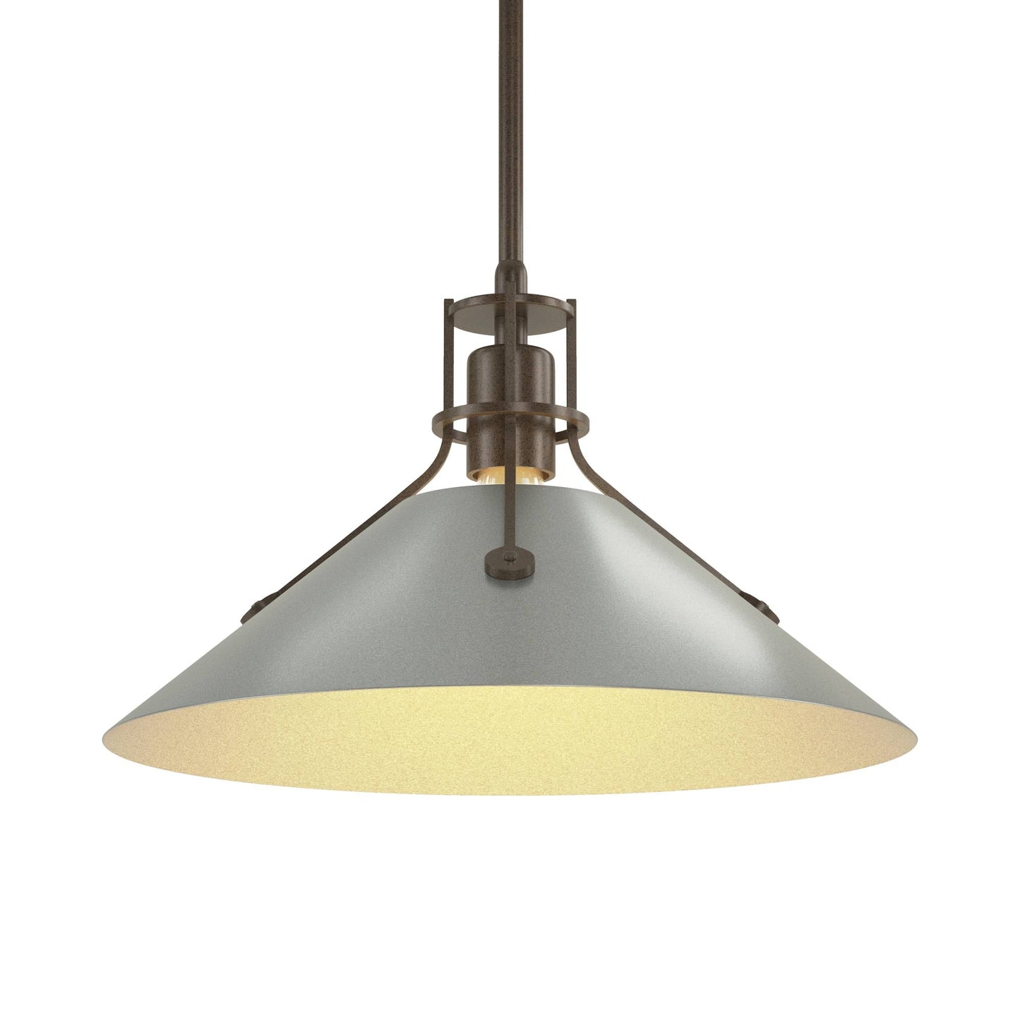 Henry Steel Shade Pendant Light in Bronze/Vintage Platinum.