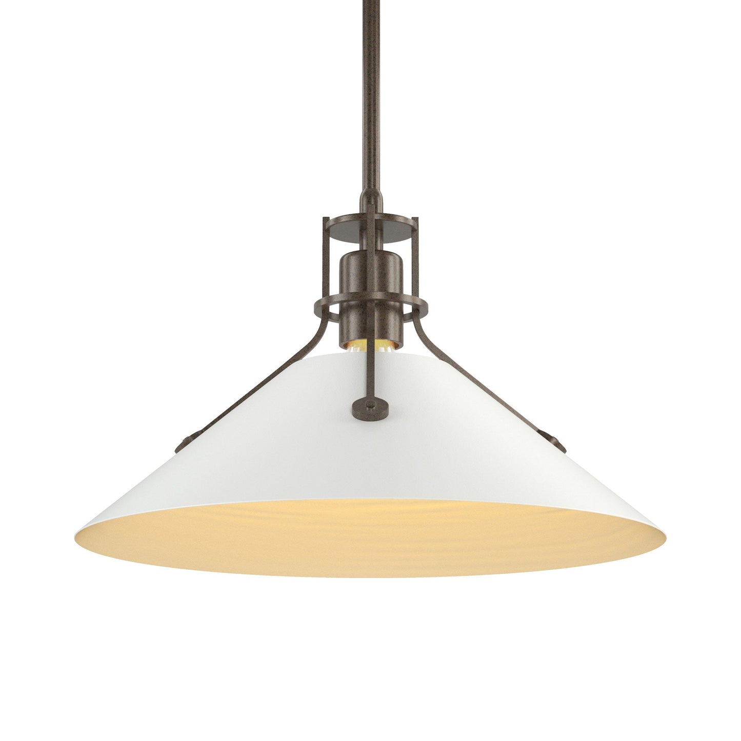 Henry Steel Shade Pendant Light in Bronze/White.