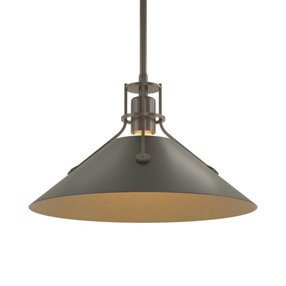 Henry Steel Shade Pendant Light in Dark Smoke/Black.