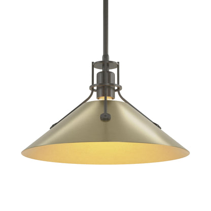 Henry Steel Shade Pendant Light in Dark Smoke/Modern Brass.