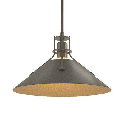 Henry Steel Shade Pendant Light in Dark Smoke/Natural Iron.