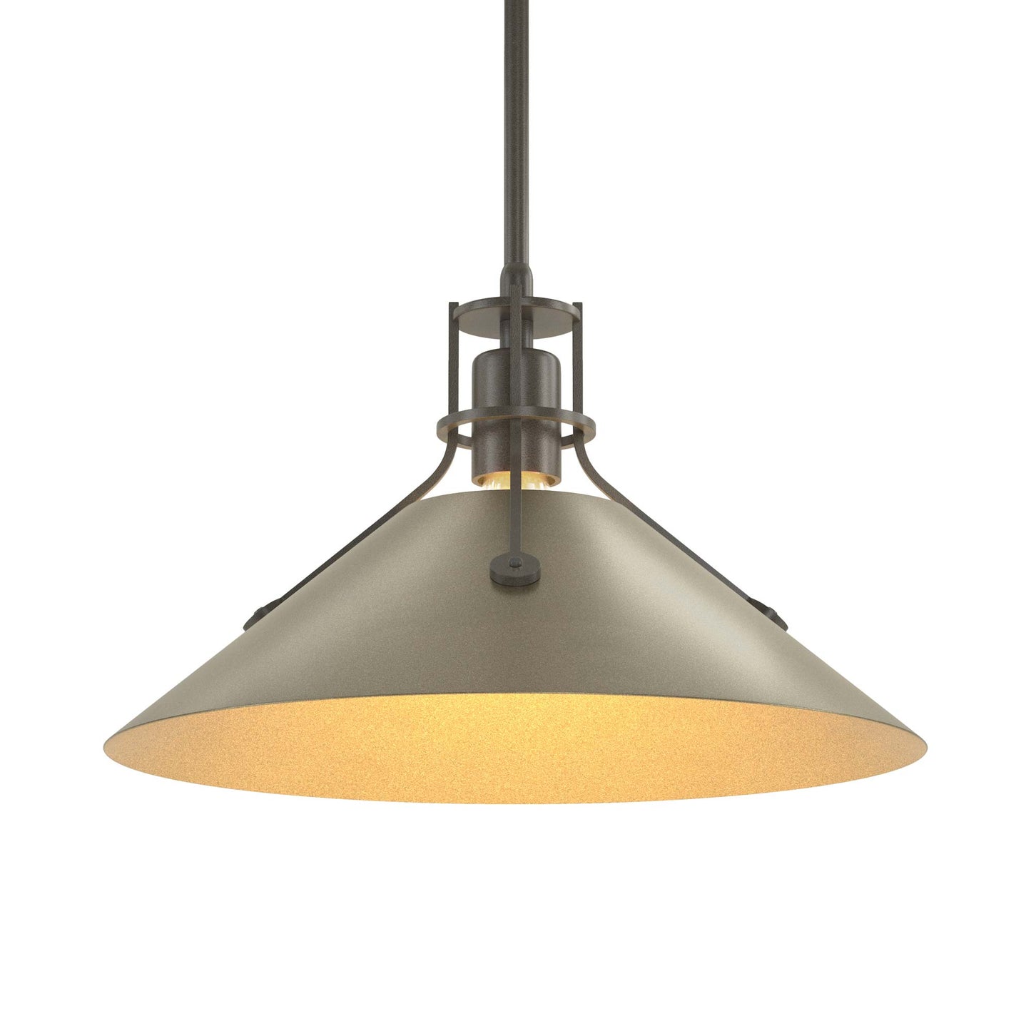Henry Steel Shade Pendant Light in Dark Smoke/Soft Gold.