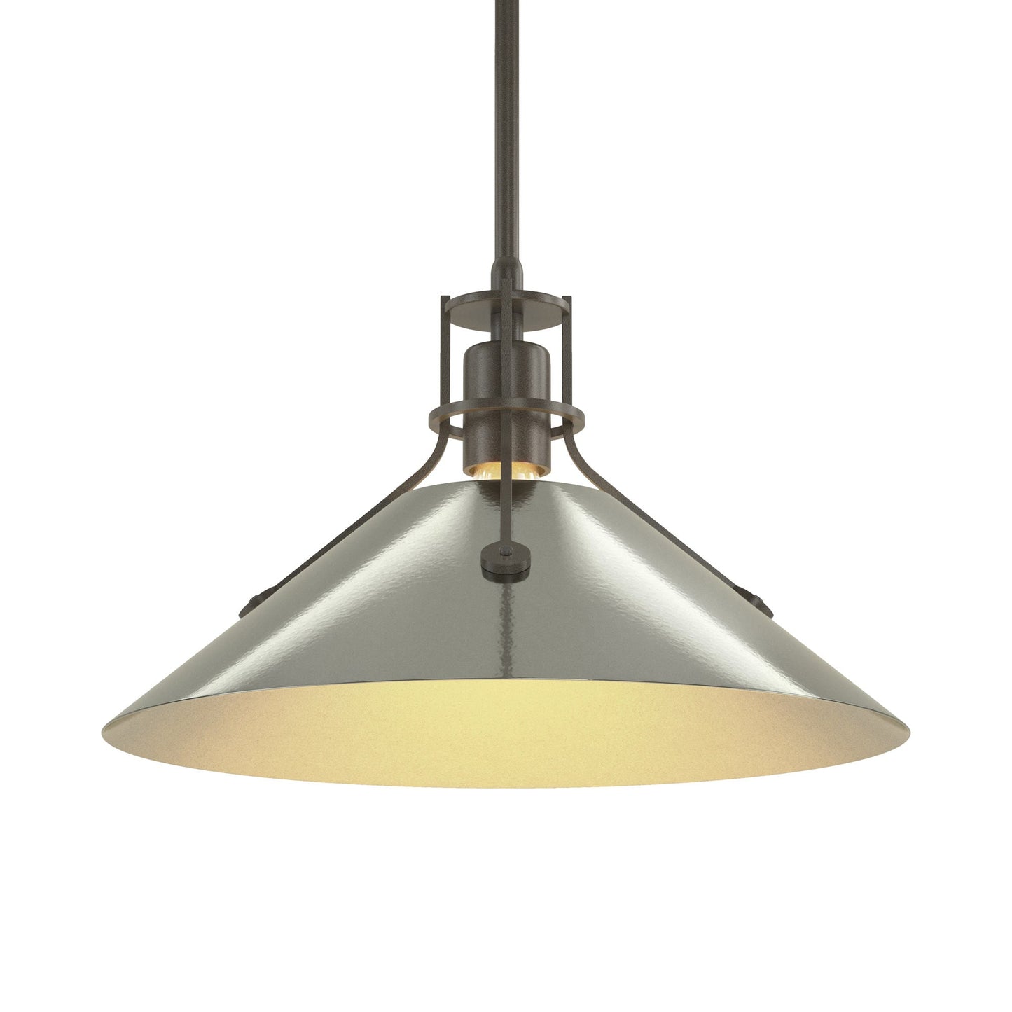 Henry Steel Shade Pendant Light in Dark Smoke/Sterling.