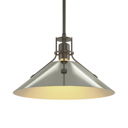 Henry Steel Shade Pendant Light in Dark Smoke/Sterling.