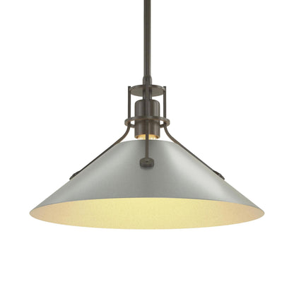 Henry Steel Shade Pendant Light in Dark Smoke/Vintage Platinum.