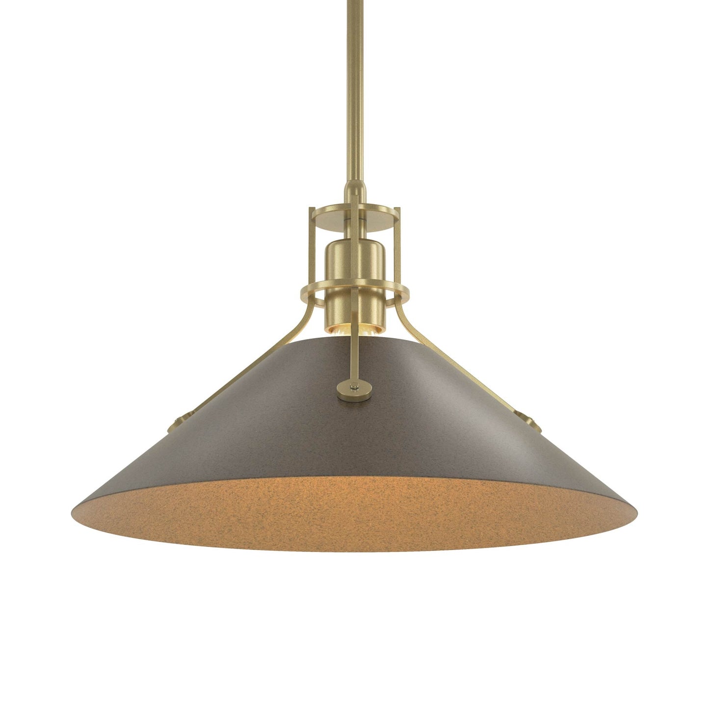 Henry Steel Shade Pendant Light in Modern Brass/Bronze.