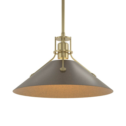 Henry Steel Shade Pendant Light in Modern Brass/Bronze.