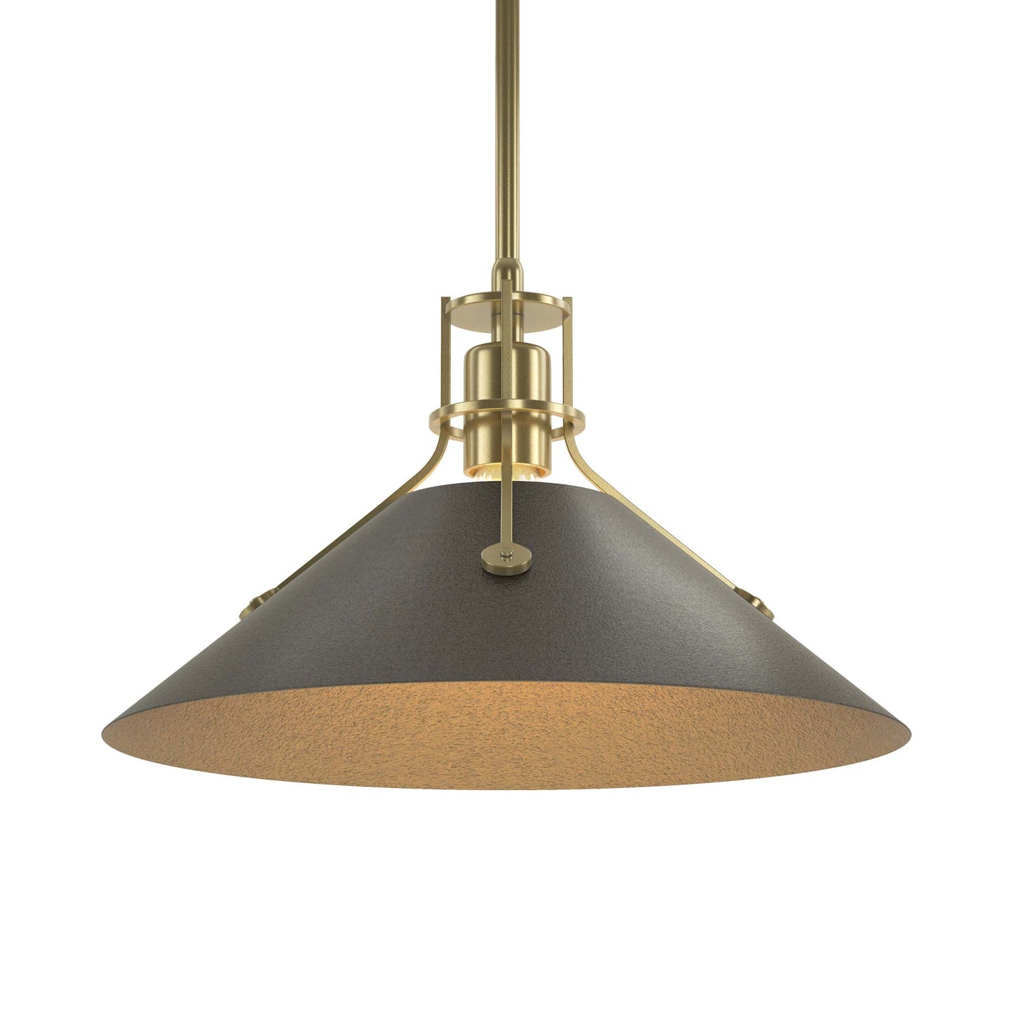 Henry Steel Shade Pendant Light in Modern Brass/Oil Rubbed Bronze.