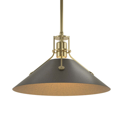 Henry Steel Shade Pendant Light in Modern Brass/Oil Rubbed Bronze.