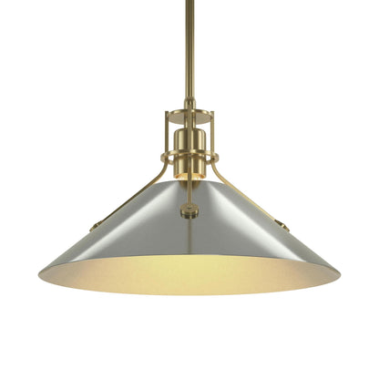 Henry Steel Shade Pendant Light in Modern Brass/Sterling.