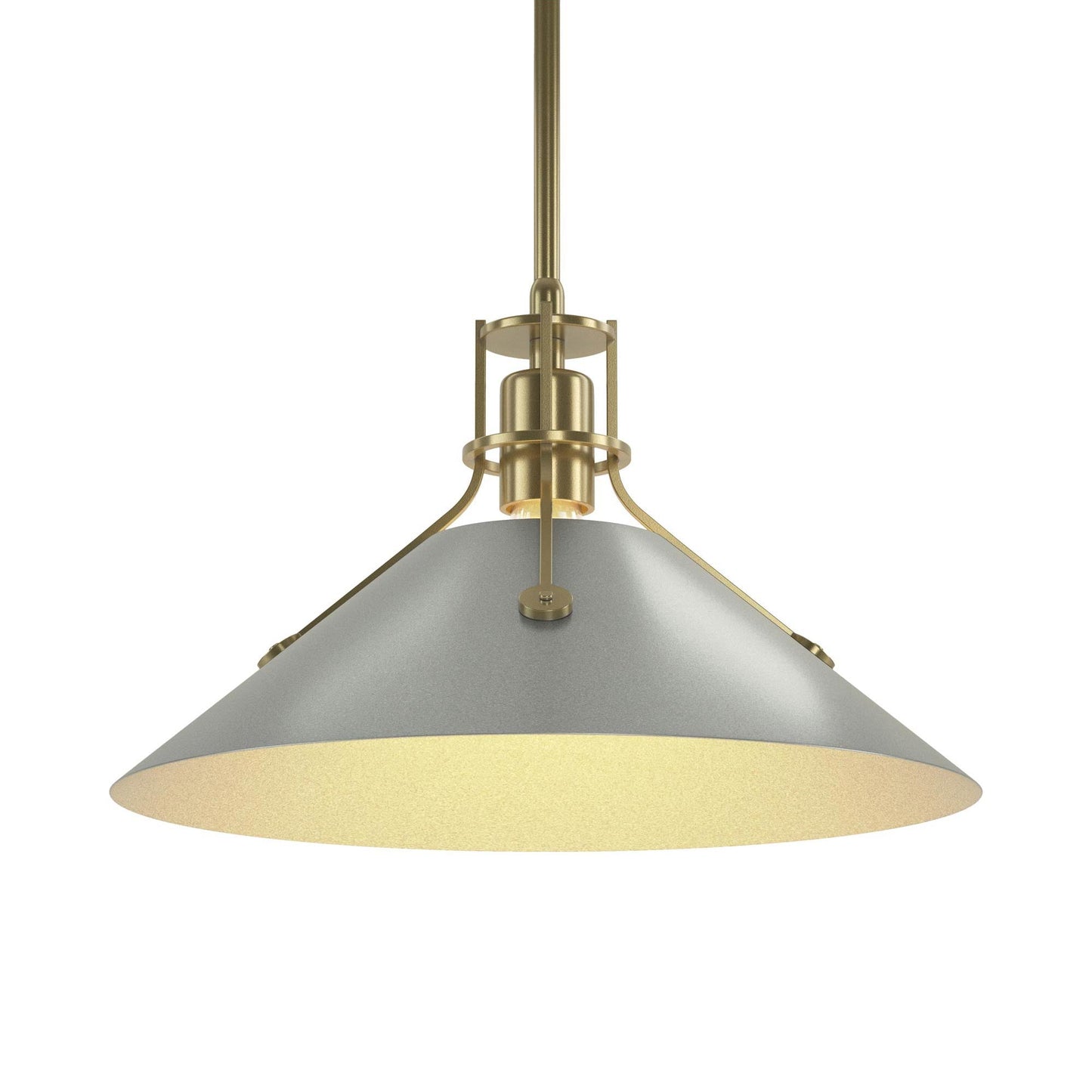 Henry Steel Shade Pendant Light in Modern Brass/Vintage Platinum.
