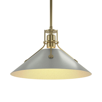 Henry Steel Shade Pendant Light in Modern Brass/Vintage Platinum.
