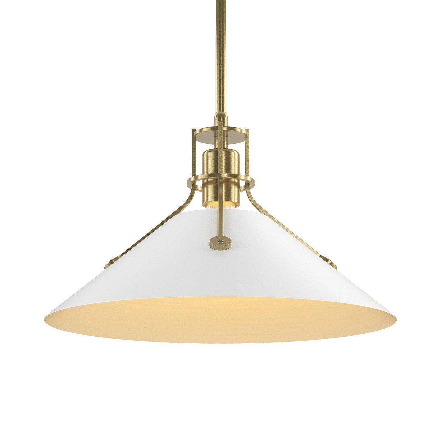 Henry Steel Shade Pendant Light in Modern Brass/White.