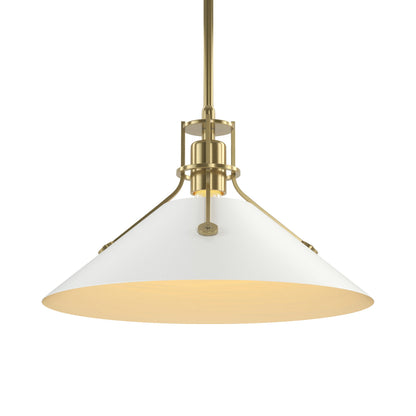 Henry Steel Shade Pendant Light in Modern Brass/White.