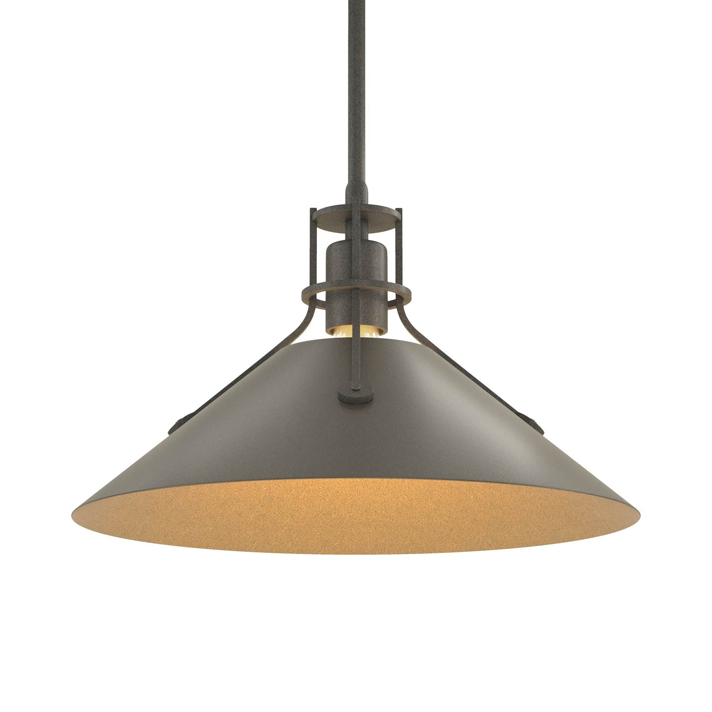 Henry Steel Shade Pendant Light in Natural Iron/Dark Smoke.