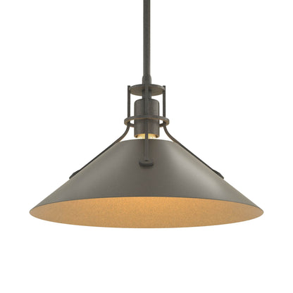 Henry Steel Shade Pendant Light in Natural Iron/Dark Smoke.