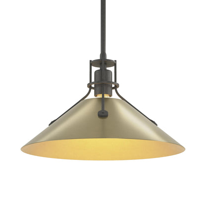 Henry Steel Shade Pendant Light in Natural Iron/Modern Brass.