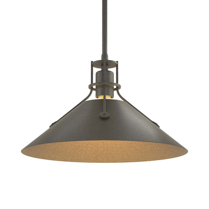 Henry Steel Shade Pendant Light in Natural Iron/Oil Rubbed Bronze.