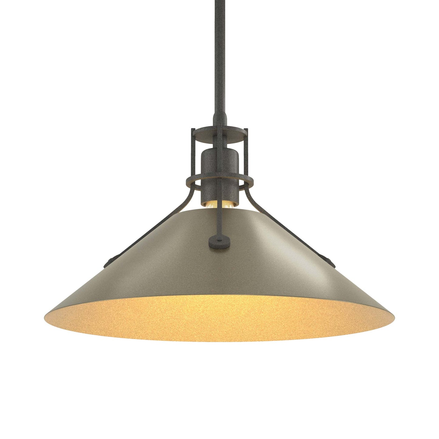 Henry Steel Shade Pendant Light in Natural Iron/Soft Gold.