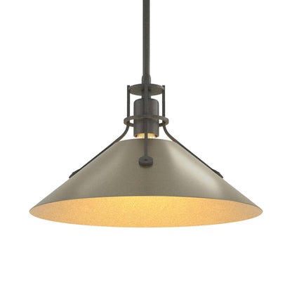 Henry Steel Shade Pendant Light in Natural Iron/Soft Gold.