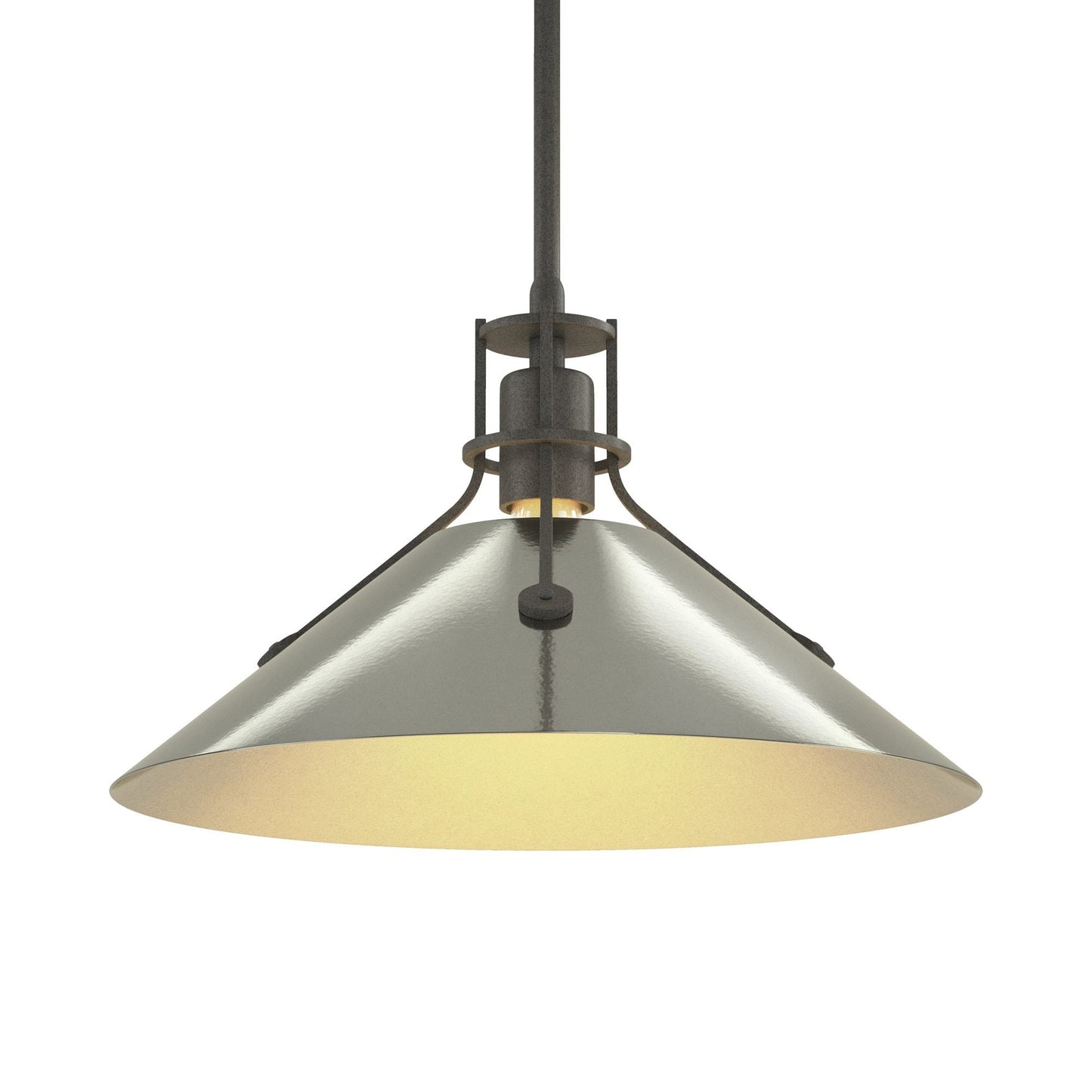 Henry Steel Shade Pendant Light in Natural Iron/Sterling.