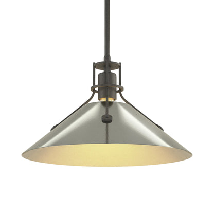 Henry Steel Shade Pendant Light in Natural Iron/Sterling.