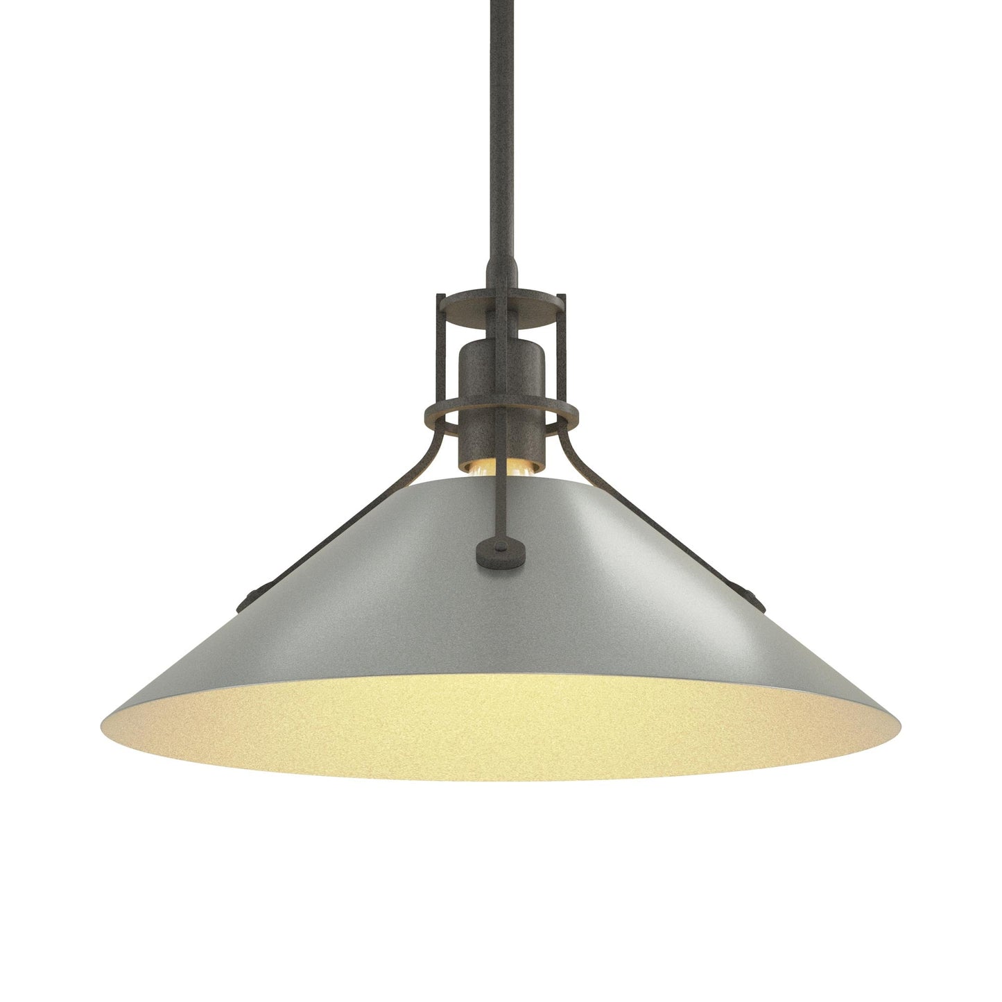 Henry Steel Shade Pendant Light in Natural Iron/Vintage Platinum.