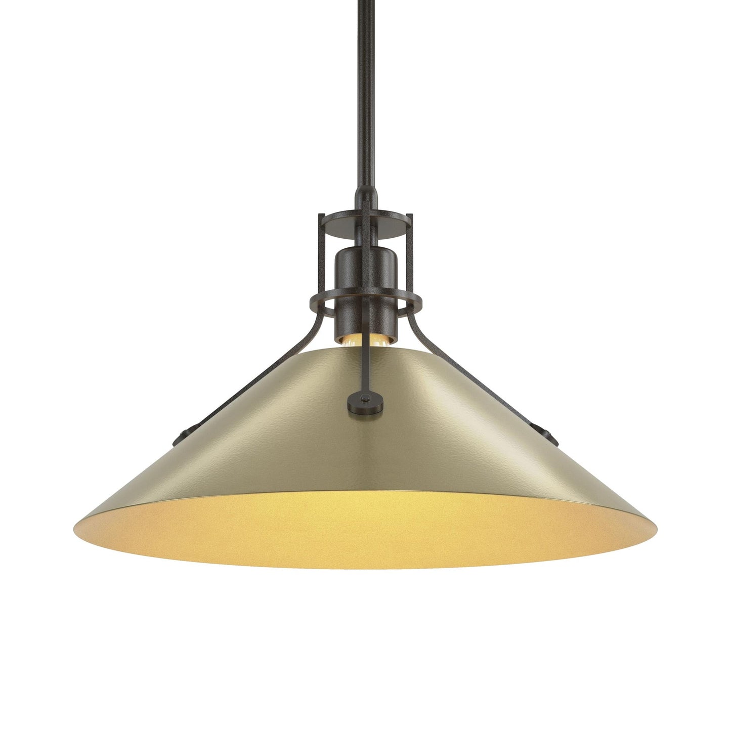 Henry Steel Shade Pendant Light in Oil Rubbed Bronze/Modern Brass.