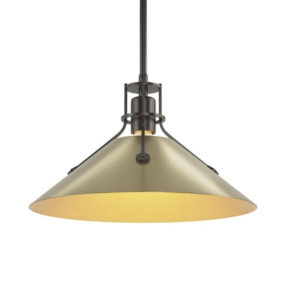 Henry Steel Shade Pendant Light in Oil Rubbed Bronze/Modern Brass.