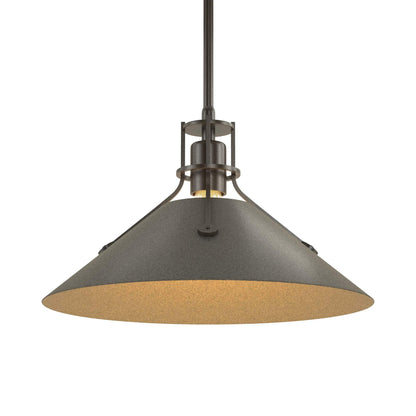 Henry Steel Shade Pendant Light in Oil Rubbed Bronze/Natural Iron.