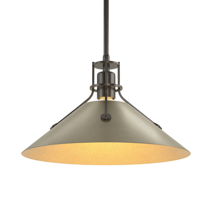 Henry Steel Shade Pendant Light in Oil Rubbed Bronze/Soft Gold.