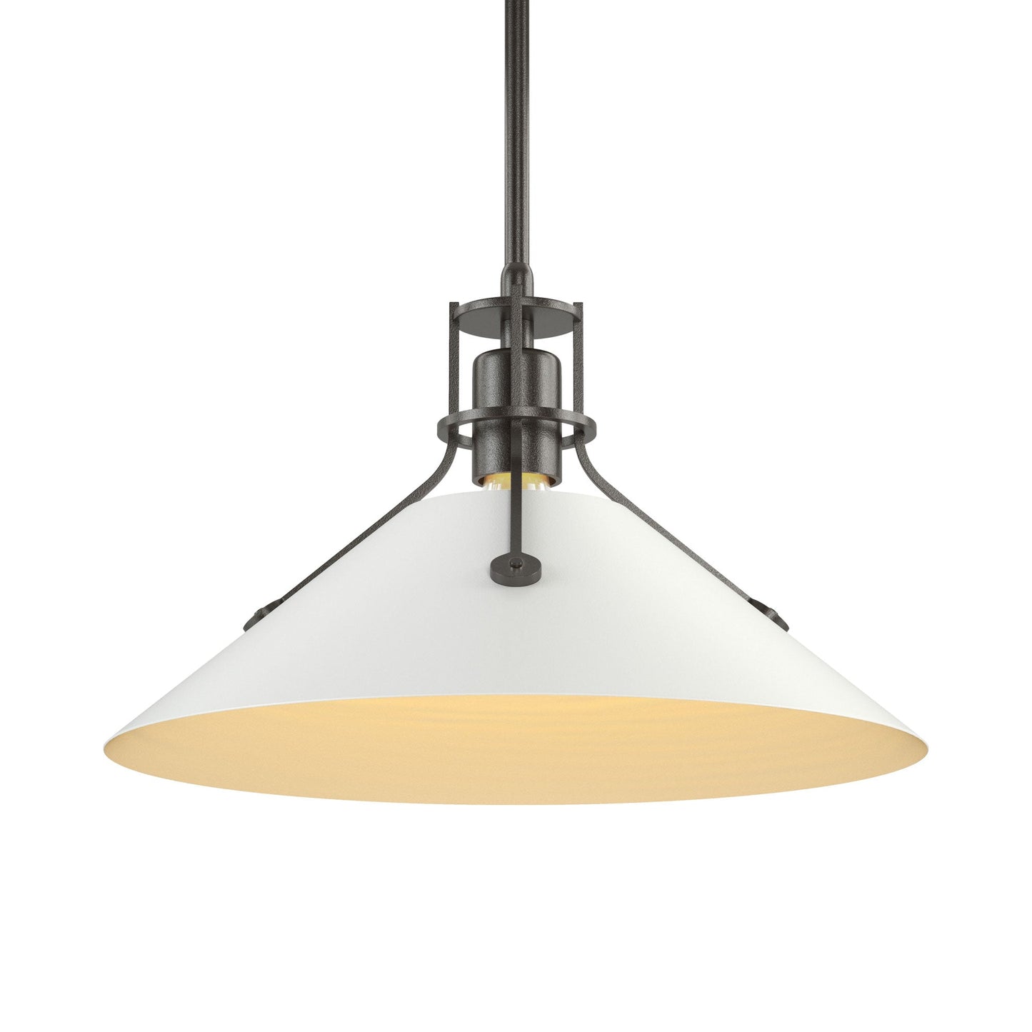 Henry Steel Shade Pendant Light in Oil Rubbed Bronze/White.