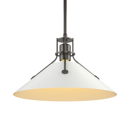 Henry Steel Shade Pendant Light in Oil Rubbed Bronze/White.