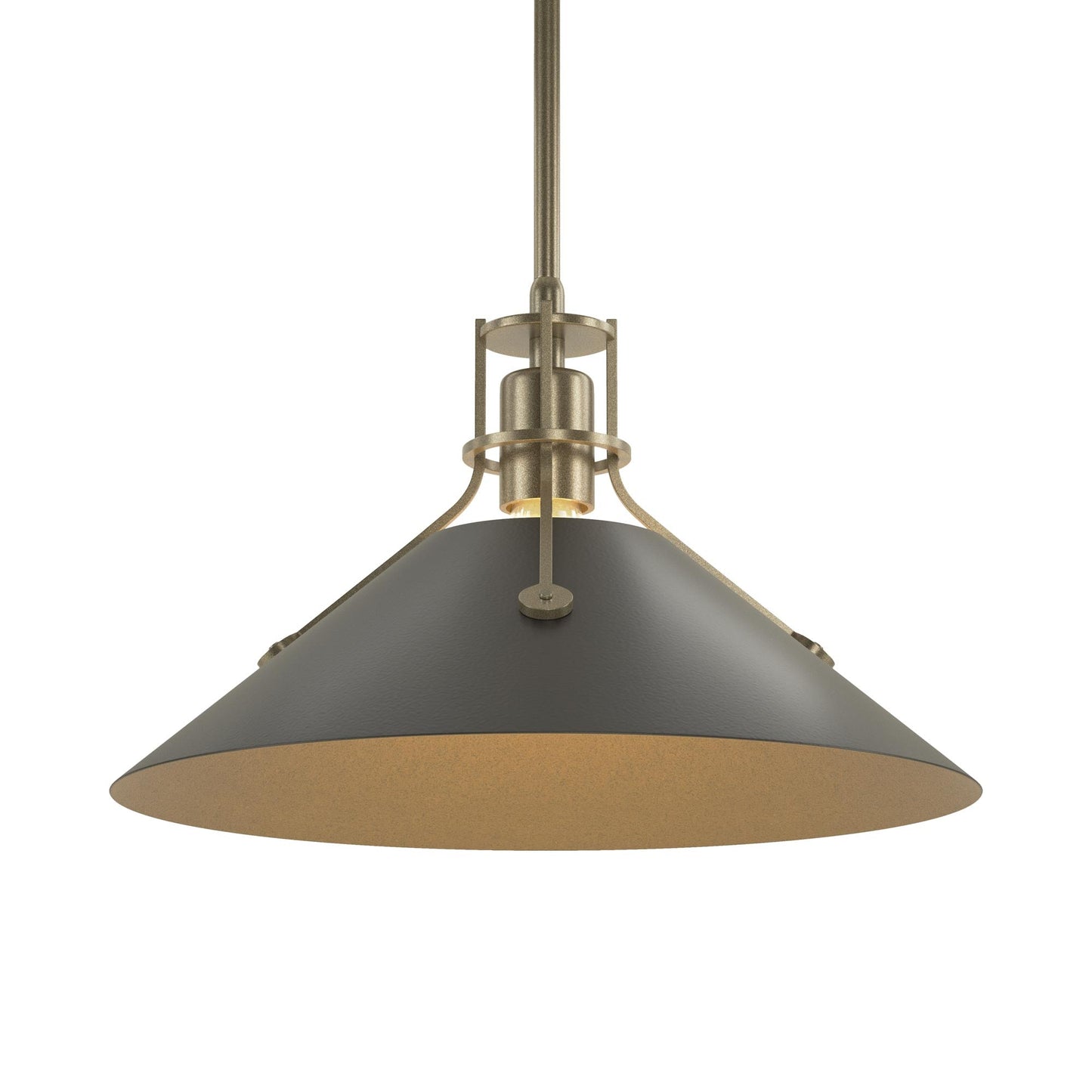 Henry Steel Shade Pendant Light in Soft Gold/Black.