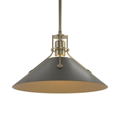 Henry Steel Shade Pendant Light in Soft Gold/Black.