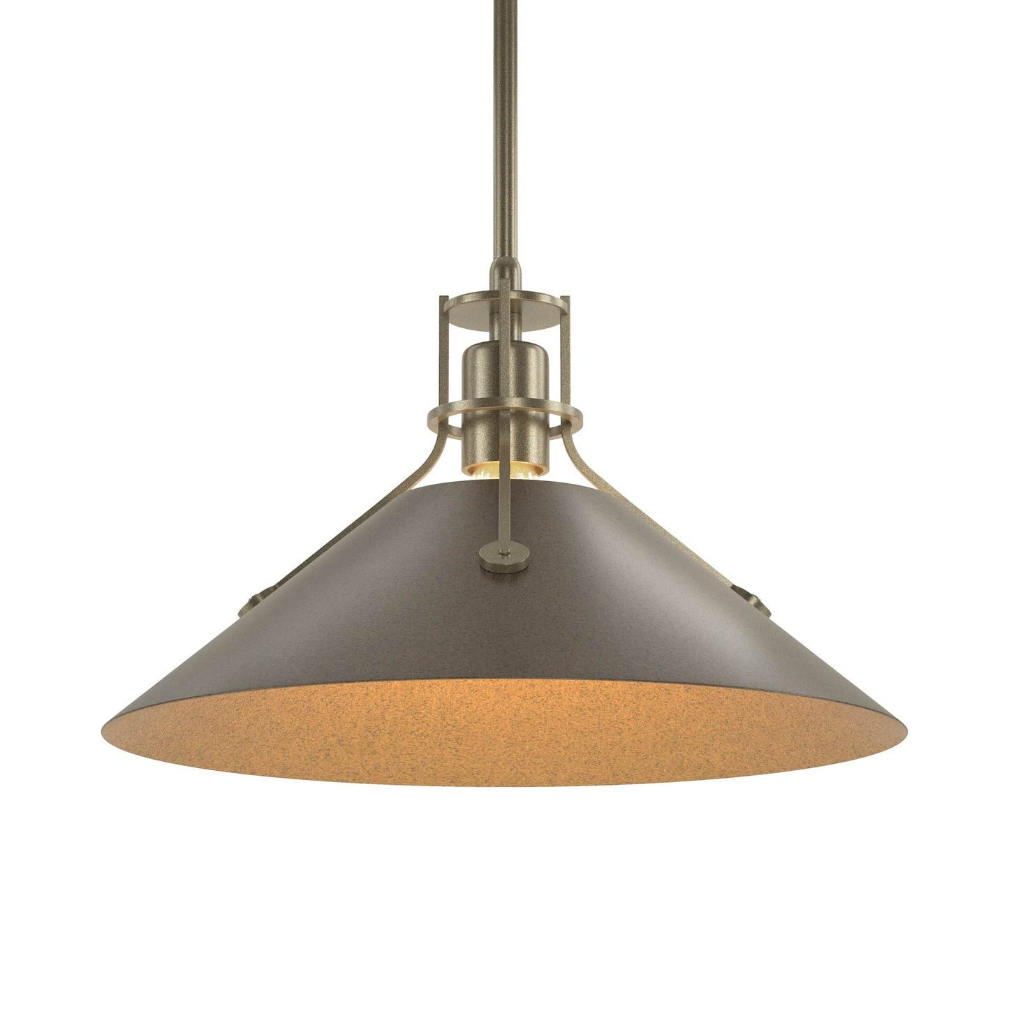 Henry Steel Shade Pendant Light in Soft Gold/Bronze.