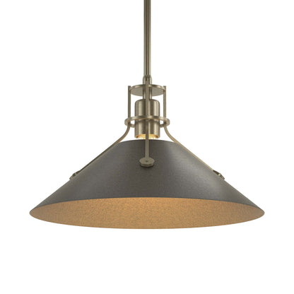 Henry Steel Shade Pendant Light in Soft Gold/Oil Rubbed Bronze.
