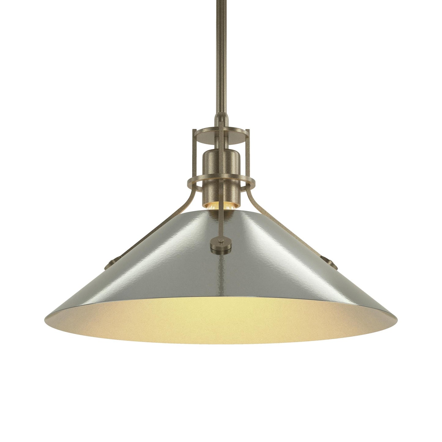 Henry Steel Shade Pendant Light in Soft Gold/Sterling.